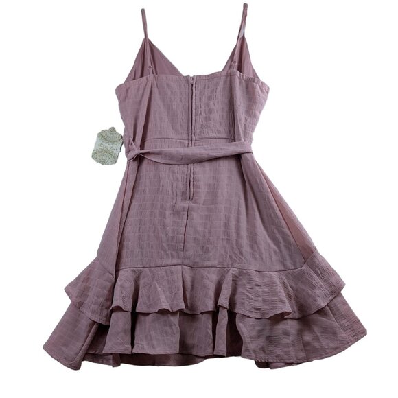 Altard State Blush Pink Sleeveless Wrap Dress Tie Waist Ruffle Hem Rouched NWT - Picture 2 of 12